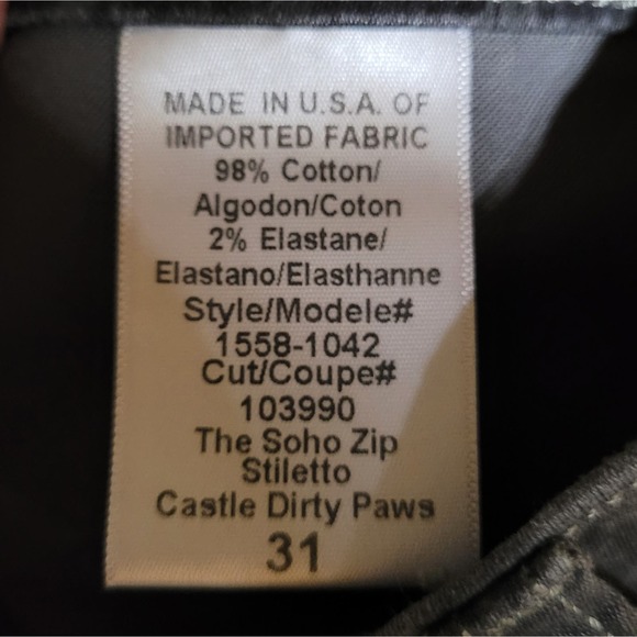 Current Elliot Soho Zip Stiletto Castle Dirty Paws Skinny Ankle Jeans - Picture 12 of 13